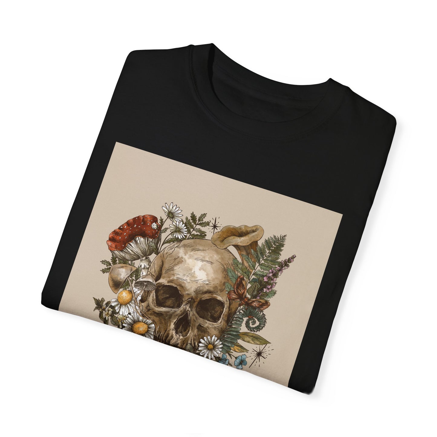 As Above, So Below Skull and Aging Flowers Unisex T=Shirt